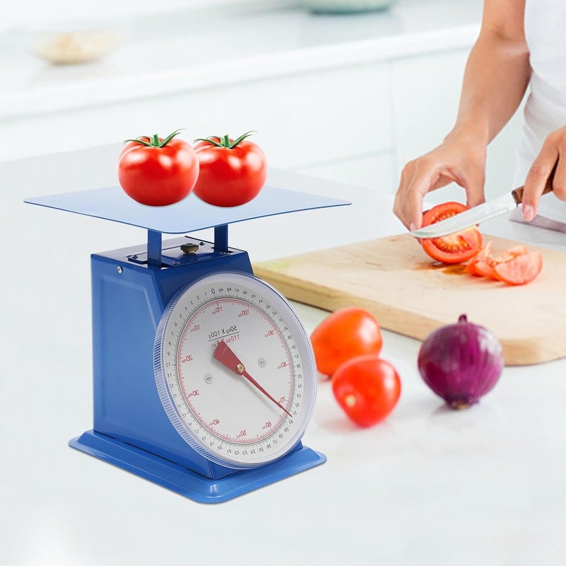 CHPOFLE Mechanical Kitchen Scale, 110lbs Stainless Steel Mechanical Dial Scale Flat Platform Weighing Food Scale Heavy Duty Portion-Control Mechanical Scale Food Weight Scale for Kitchen - Image 2